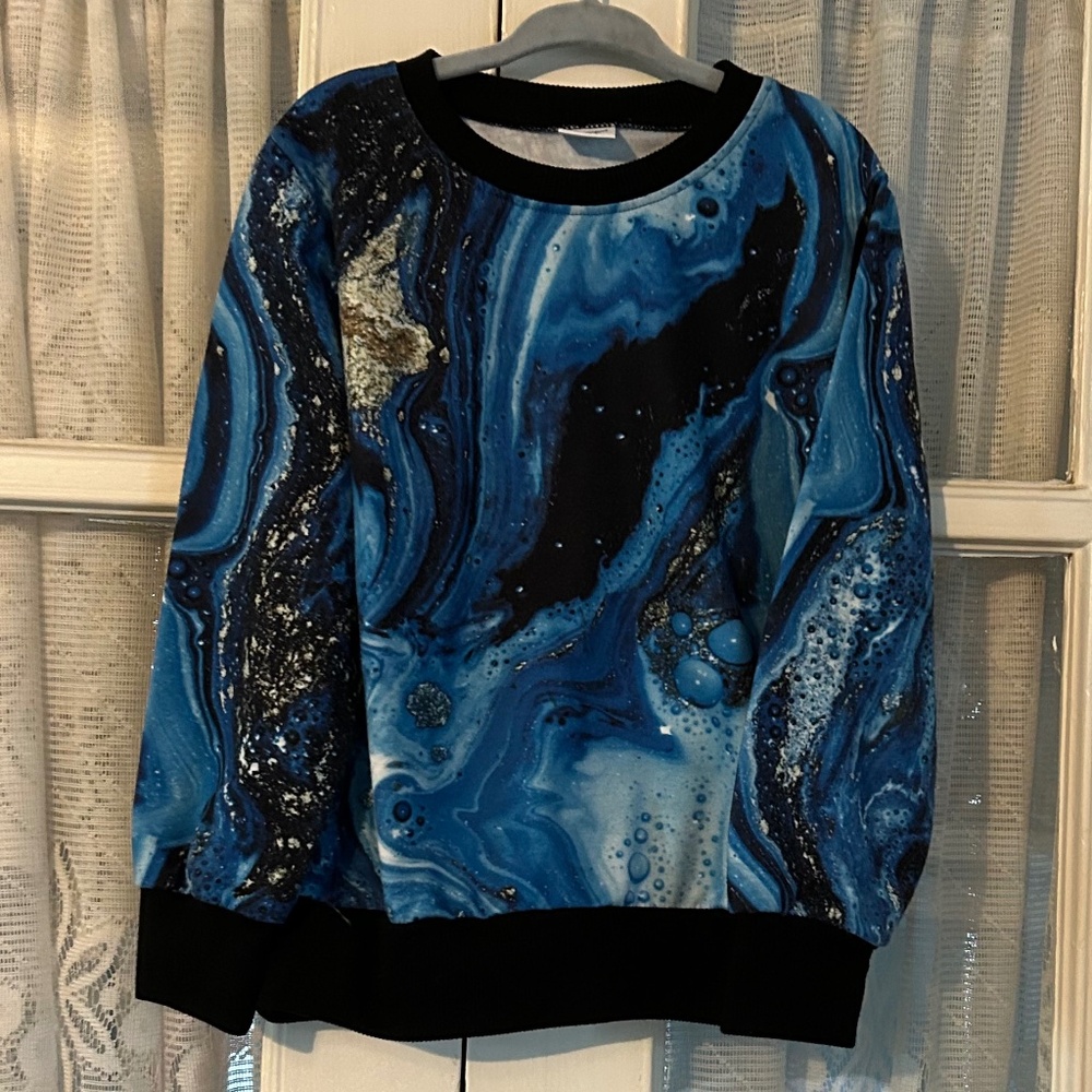 😉Bundle Days😉 Boys PatPat Geode Crewneck Sweatshirt Sweater Blue Black Gold